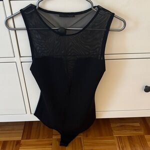 Zara Black Sheer Panel Bodysuit